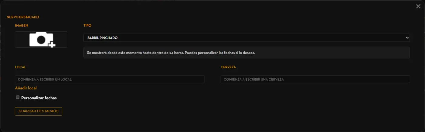Formulario para publicar un destacado en Cervezencuando